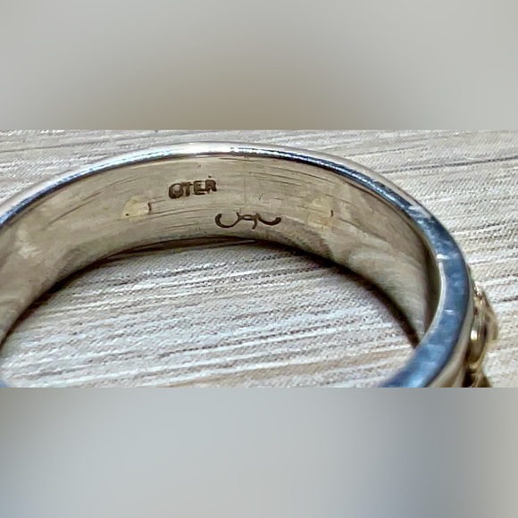 Handmade Sterling Silver & 14K Gold Nautical Anchor & Lobster Band Ring, Size 7 - Picture 7 of 9